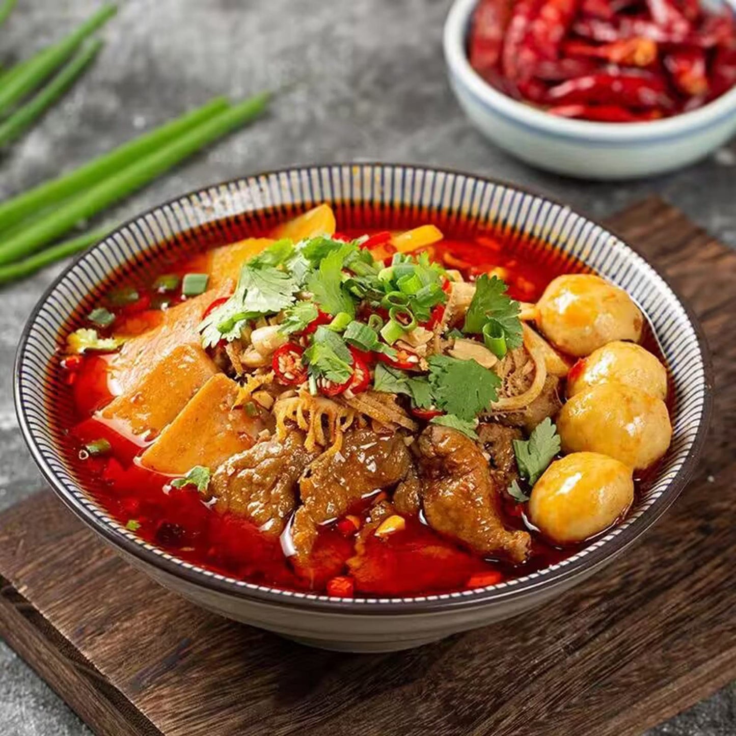 Yumei 4 Pack Sichuan Maocai, Szechuan Hot Pot with Veggies Noodles Bean Vermicelli 2.9lb. Spicy Flavor.