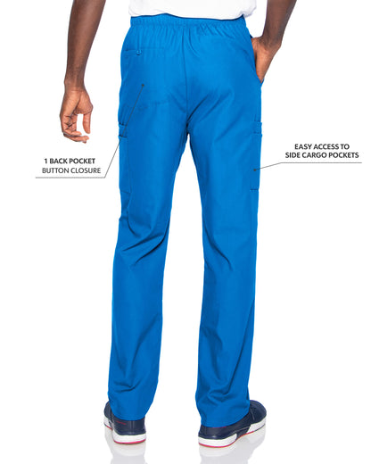 Landau Essentials Relaxed Fit 7-Pocket Elastic Cargo Scrub Pants for Men 8555