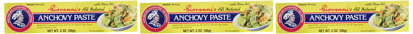 Giovannis Paste Anchovy 2 Ounce, Pack of 3