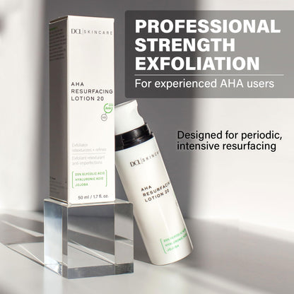 DCL Skincare AHA Resurfacing Lotion 20 with 20% Glycolic Acid, High-Strength Exfoliating Treatment, 1.7 fl oz
