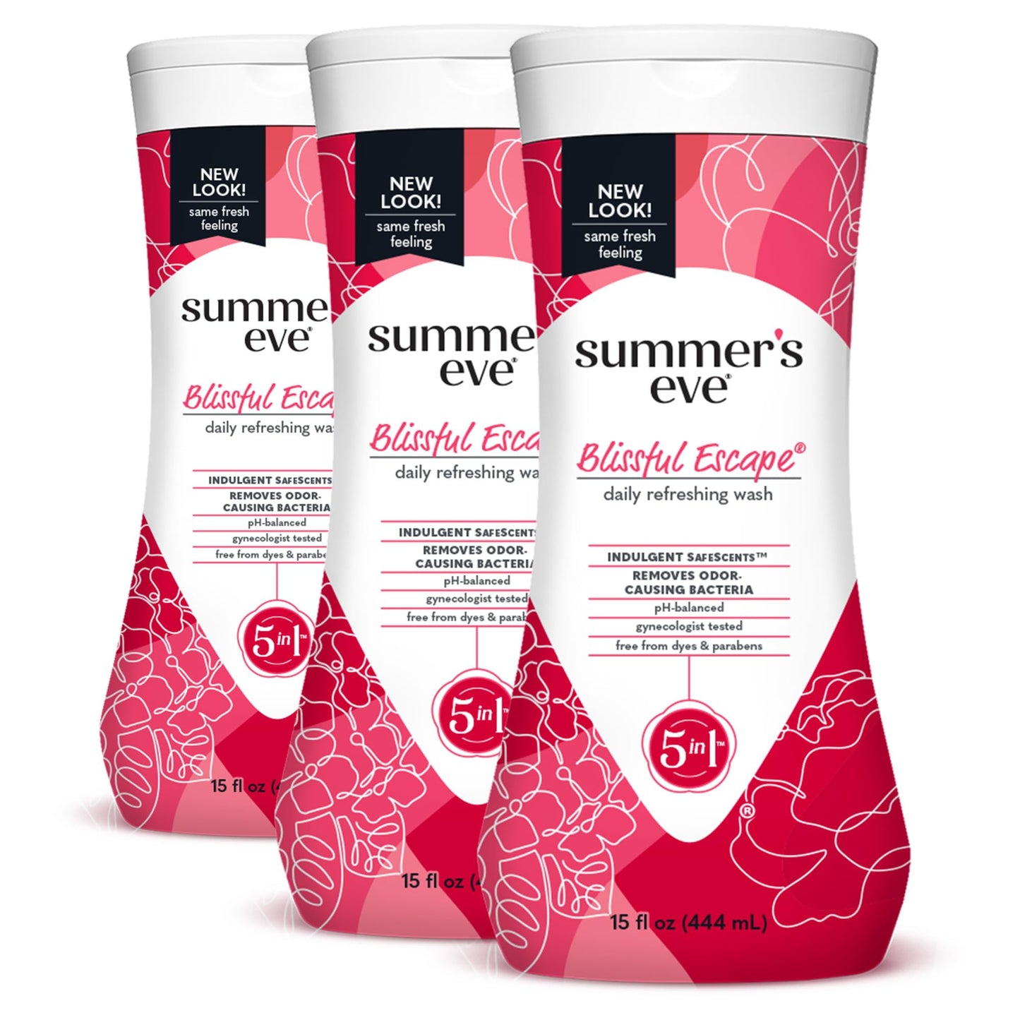 Summer's Eve Blissful Escape Body Wash (Pack of 3) & Feminine Wipes (32 Count) Bundle