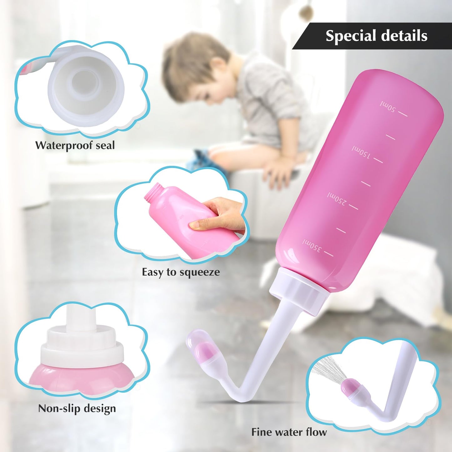 Peri Bottle for Postpartum Care, Travel Large Capacity 12oz/350ml, Portable Handheld Bidet for Perineal Recovery and Cleansing, New Mom After Birth Recovery Essentials
