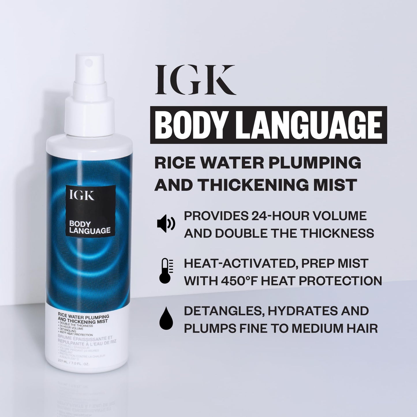 IGK Volume Kit Holiday 2025 – 4-Piece Volumizing Hair Set with NO LIMIT Dry Volume Spray, BODY LANGUAGE Rice Water Mist, PICK ME UP Root Spray & BIG TIME Volume + Thickening Mousse – Full Size