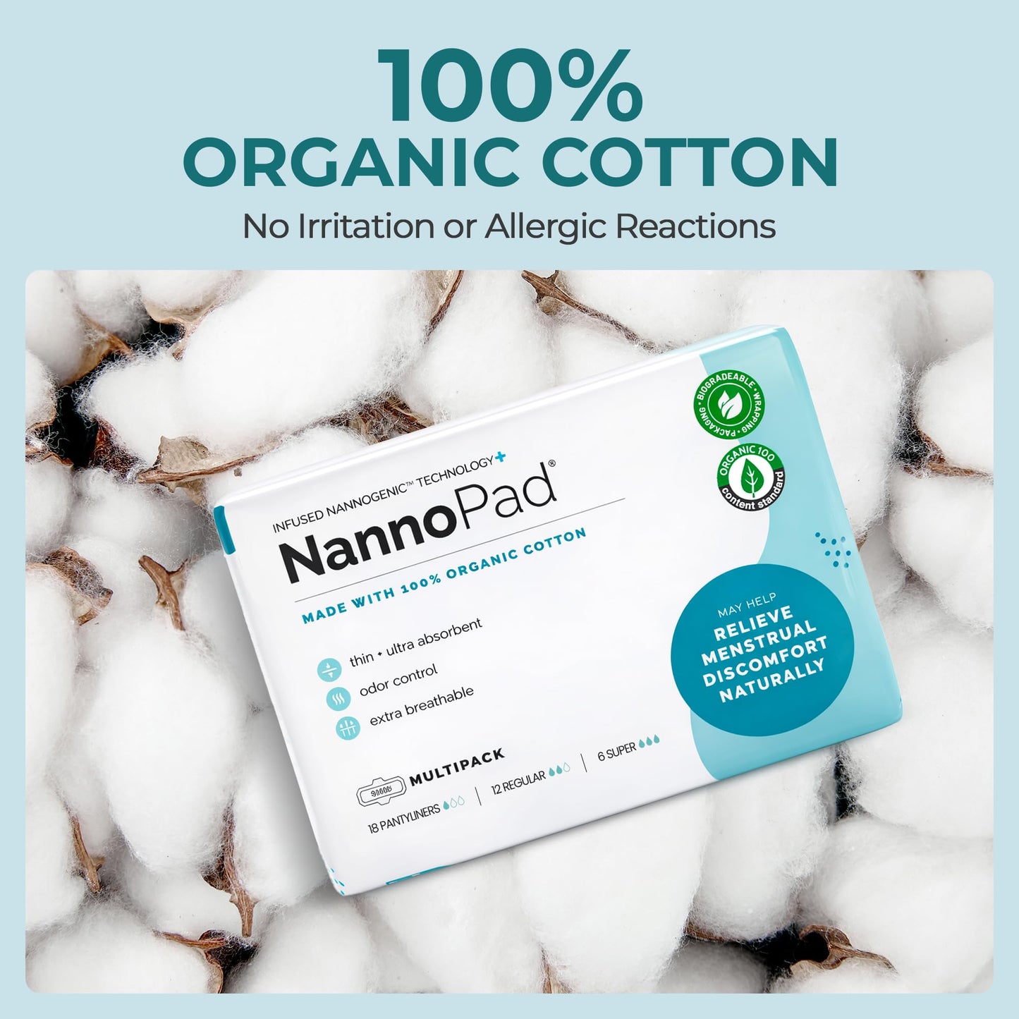 Multipack Pads and Pantyliners (36 Count (Pack of 1)) - Made with Certified Organic Cotton - Regular, Super and Pantyliners for Full-Cycle Protection - Natural Odor Control