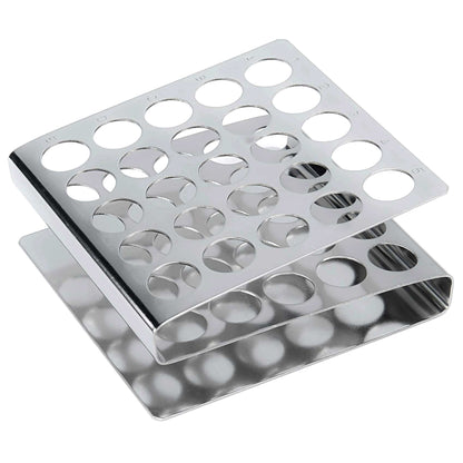Globe Scientific 457200 Stainless Steel "Z" Shape Tube Rack, 16/17mm Tubes, 25-Place