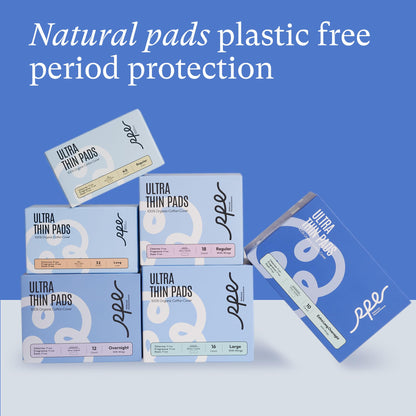 Organic Feminine Care Bundle: Large pH-Balanced Wipes & Ultra-Thin Absorbent Sanitary Pads for Women, 10ct Wipes + (Extra Long Overnight, Size 6, 30ct)