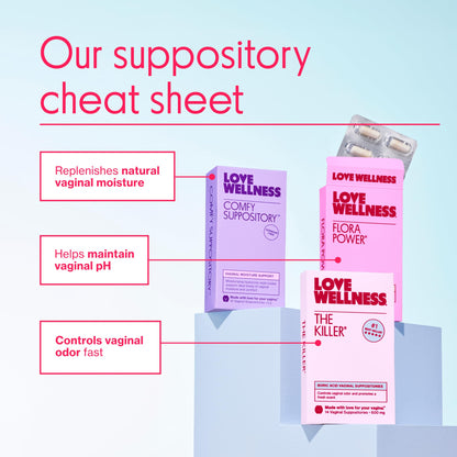 Love Wellness Comfy Suppository | Vaginal Moisture Suppository | Hormone-Free with Hyaluronic Acid & Tremella Mushroom for Vaginal Dryness Support | 10 Count