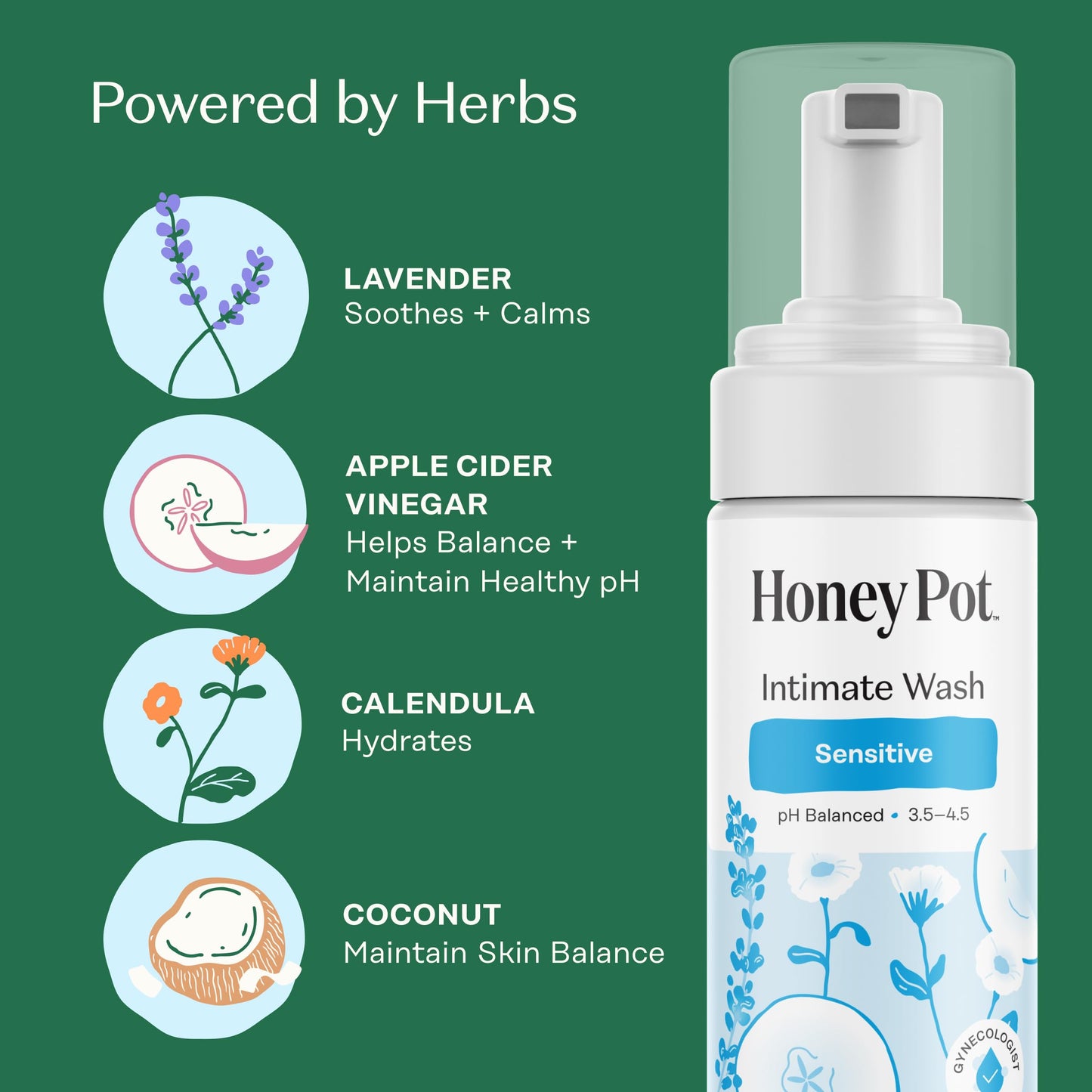 The Honey Pot Company - Postpartum Pads, Sensitive Feminine Wash & Wipes Bundle - Herbal Infused & PH Balanced Natural Hygiene Feminine Products - Postpartum Essentials - Feminine Care