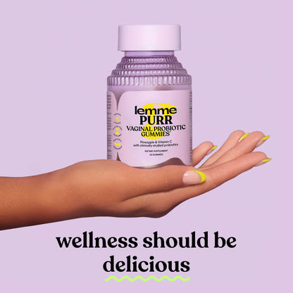 Lemme Purr Vaginal Probiotic Gummies for Women - Balanced pH, Healthy Odor, Yeast Balance & Flora Support + Vitamin C for Immune Health - Tasty Pineapple (60 Count)