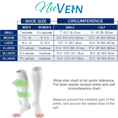 NuVein Surgical Stockings, 18 mmHg Recovery Support for Embolism Risk, Medical Unisex Fit, Knee High, Open Toe, Beige, X-Large