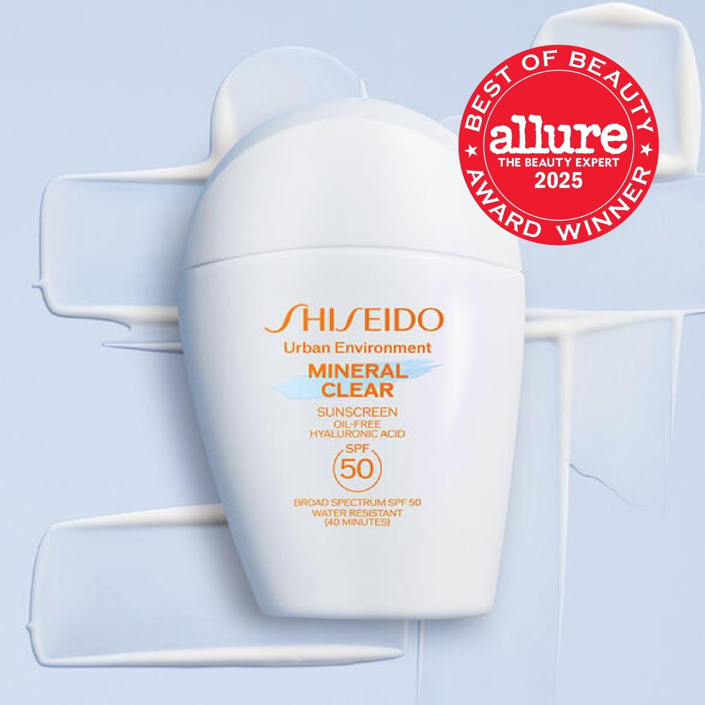 Shiseido Urban Environment Mineral Clear Sunscreen SPF 50 - Visibly Improves Skin Tone, Radiance, Wrinkles & Firmness - Water Resistant for 40 Minutes - Non-Comedogenic - 1 fl oz