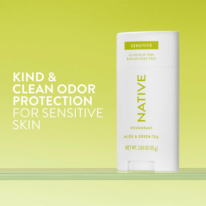 Native Sensitive Deodorant Contains Naturally Derived Ingredients, 72 Hour Odor Control | Deodorant for Women & Men, Aluminum Free with Baking Soda, Coconut Oil and Shea Butter, Aloe & Green Tea