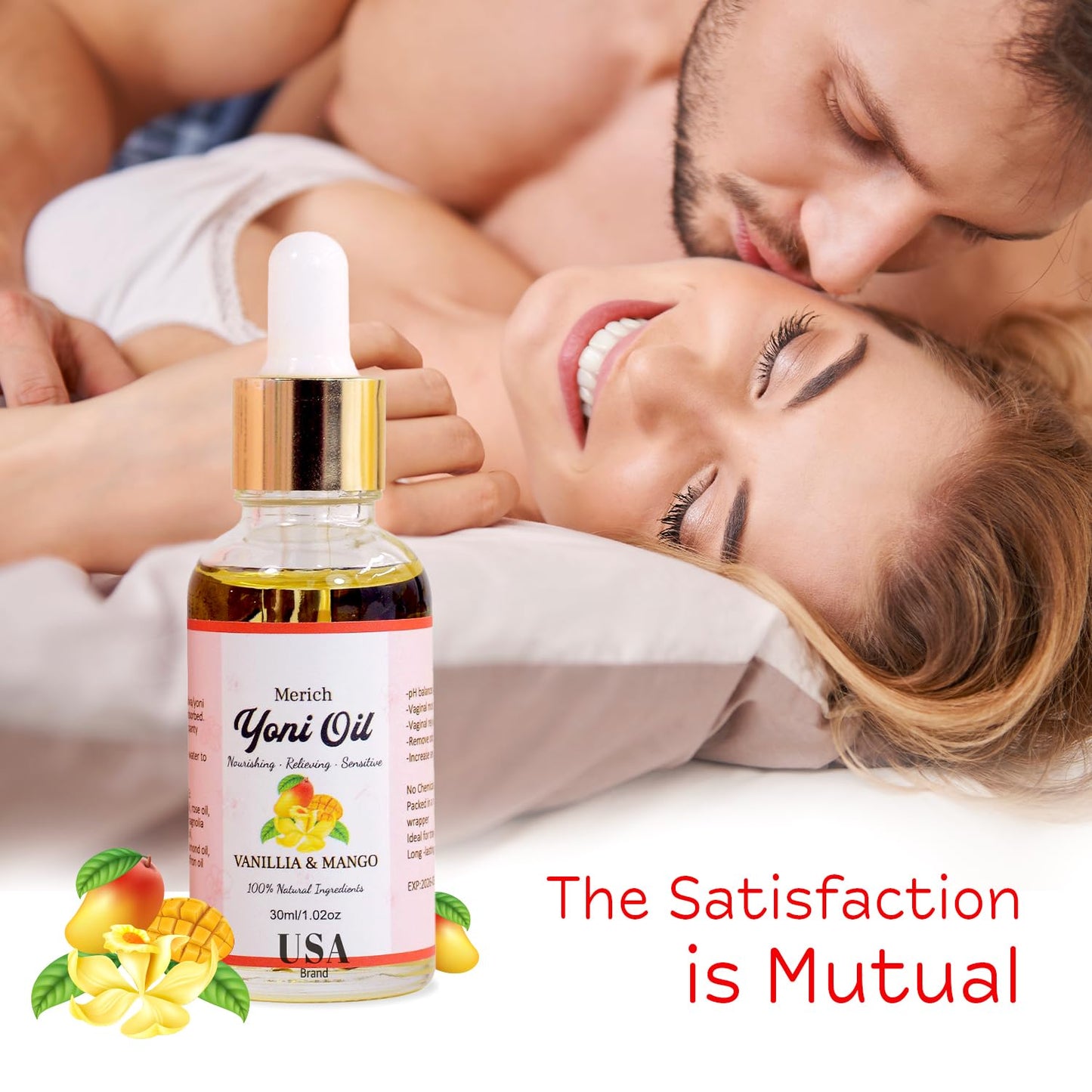 MERICH Natural Yoni Oil for Women | pH Balancing Vaginal Detox Oil, Vanilla & Mango | Rejuvenating Formula for Dark Spots & Ingrown Hair | Odor Eliminator & Gentle Cleansing Feminine Care | 1 oz