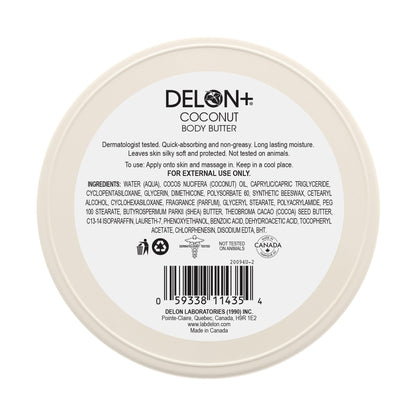 DELON Intense Moisturizing Body Butter, Coconut with Coconut Oil, 6.9 oz (Pack of 4)