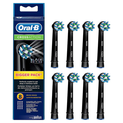 Brown Oral B Replacement Brush Multi-Action Brush/CROSS ACTION Black 8 Pieces EB50-8EL