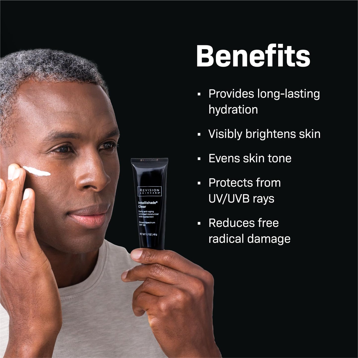 Revision Skincare Intellishade® Clear SPF 50, Anti-Aging Sunscreen for Face, Oil-Free Daily Moisturizer with SPF, Peptides & Vitamin C, Invisible Hydrating Broad-Spectrum Sunscreen, 1.7 oz
