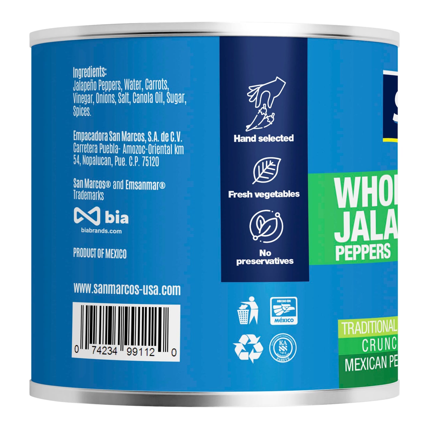 San Marcos Whole Jalapeno Peppers, 26 Ounce