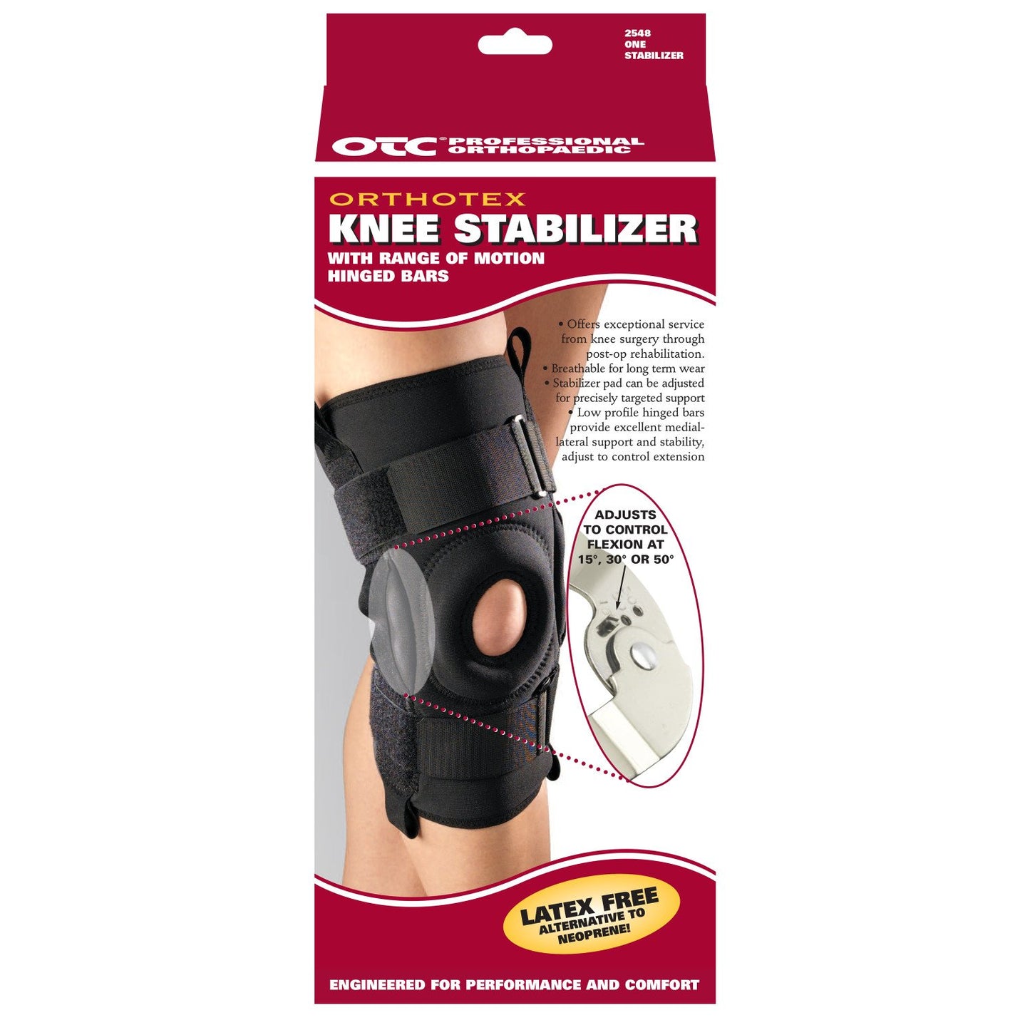 OTC Knee Stabilizer R.O.M. Orthotex Hinged Bars, Black, Large