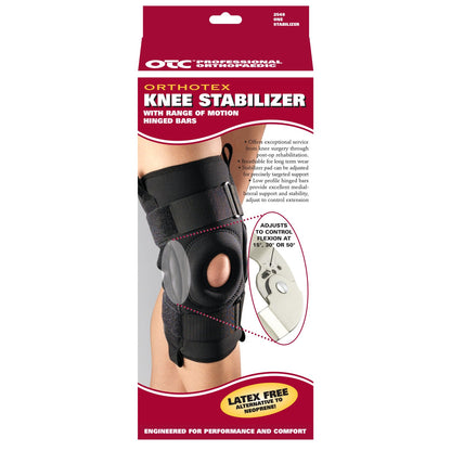OTC Knee Stabilizer R.O.M. Orthotex Hinged Bars, Black, Large