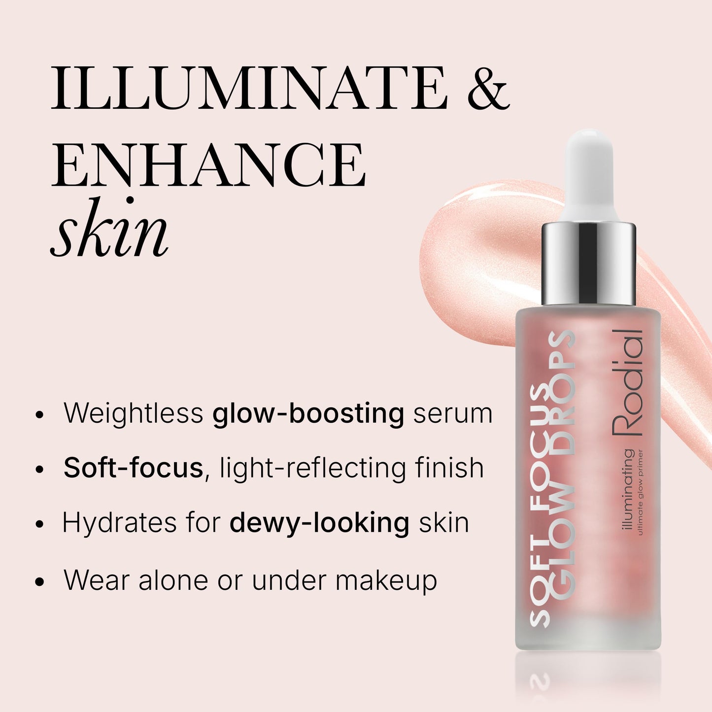 Soft Focus Glow Booster Drops, Radiance Booster Illuminating Serum For Face with Glycerin and Antioxidants, Smoothing Dewy Primer and Makeup Base, Weightless Formula