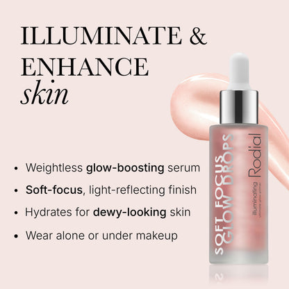 Soft Focus Glow Booster Drops, Radiance Booster Illuminating Serum For Face with Glycerin and Antioxidants, Smoothing Dewy Primer and Makeup Base, Weightless Formula