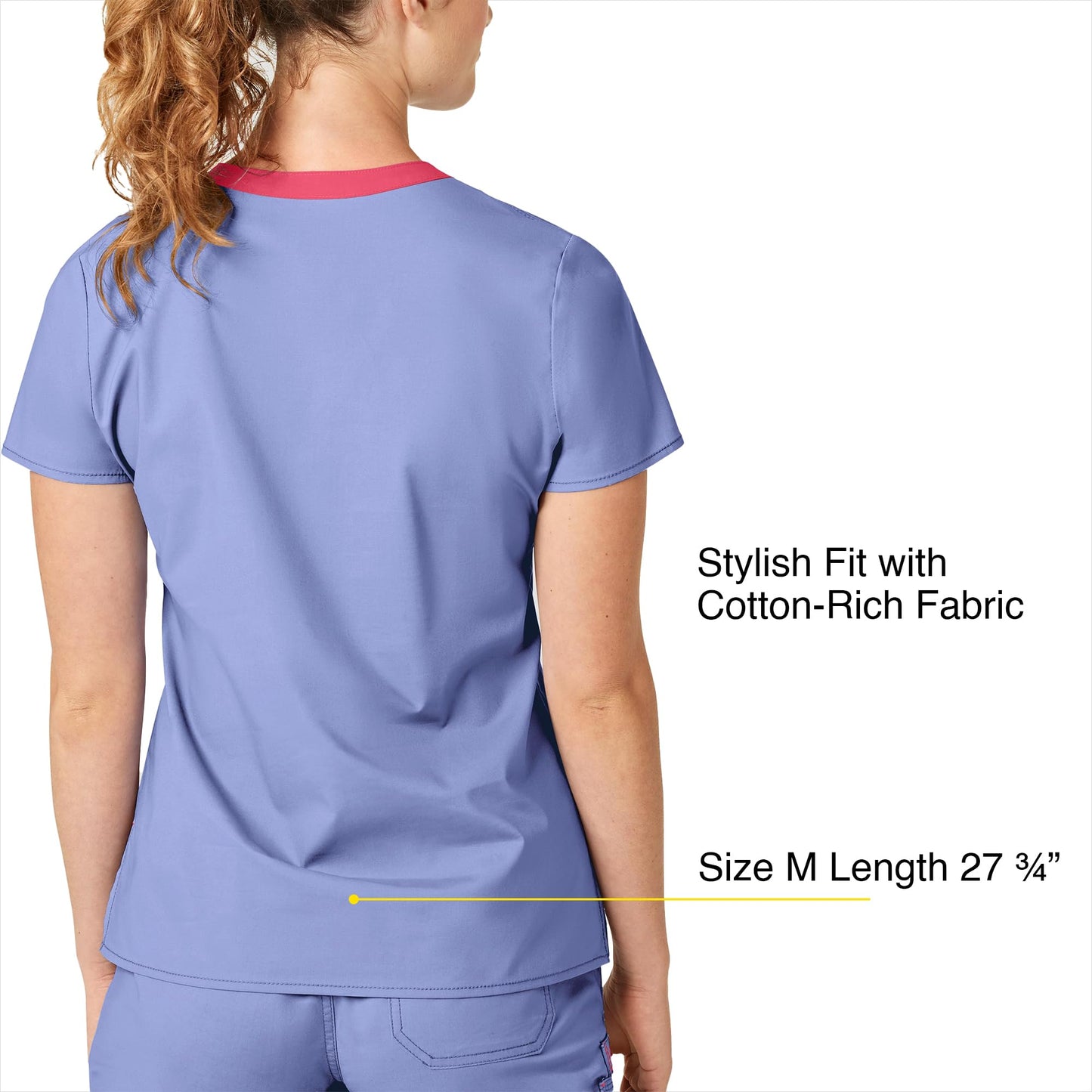 WonderWink Women's Wonderflex Verity Scrub Top, Ceil Blue, Medium