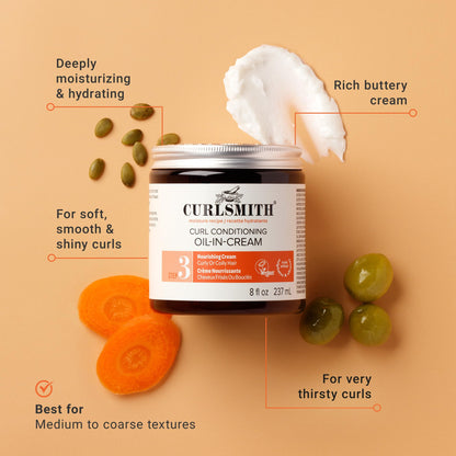 CURLSMITH Curl Conditioning Oil-in-Cream, Leave In for Thick Curly Hair, Deep Moisture Curl Conditioner, For All Types, Vegan & Cruelty-free