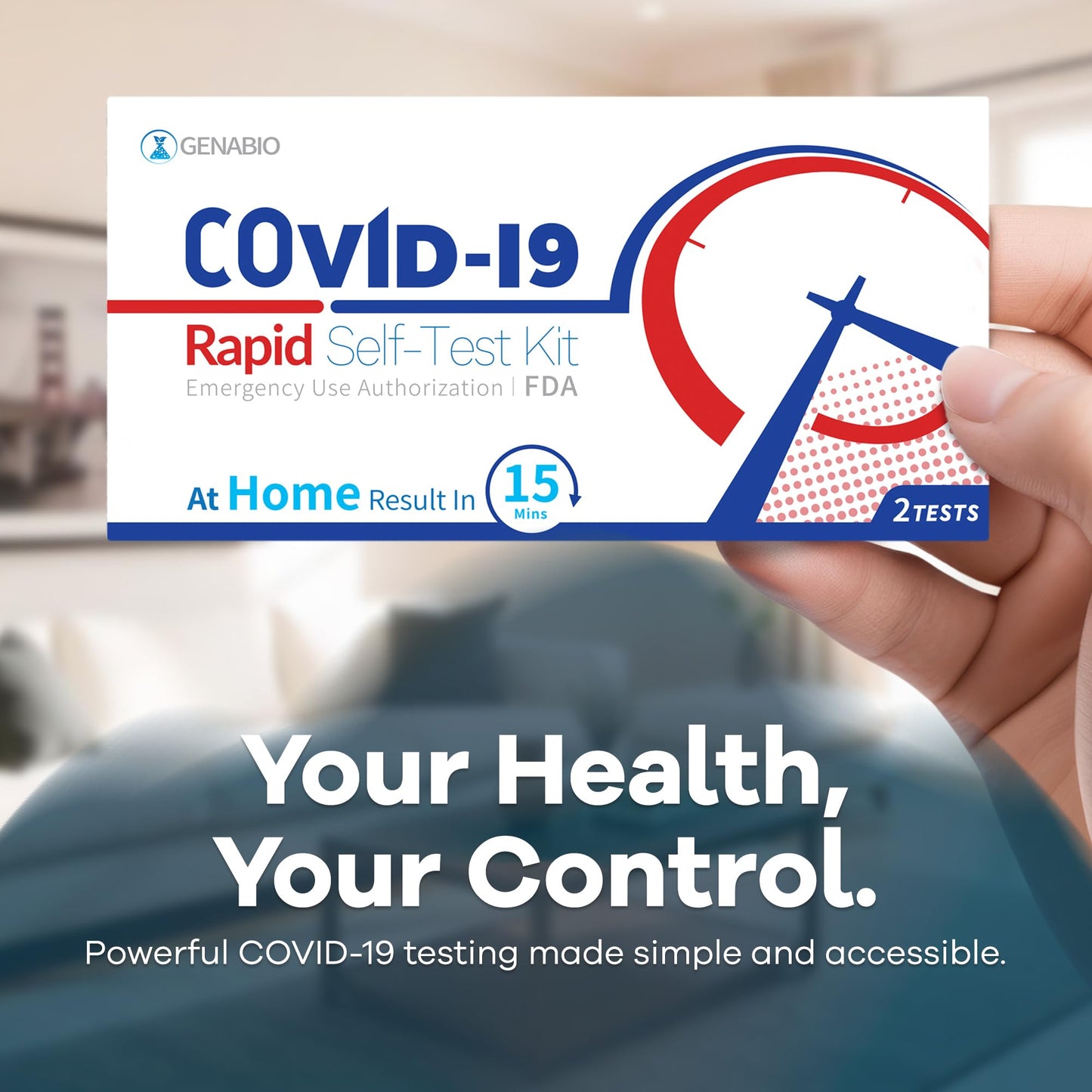 Genabio COVID-19 Antigen Rapid Self-Test Kit (2 Pack) – FDA EUA Authorized | 15-Minute At-Home Results | OTC Nasal Swab – Ages 2+ (1 Pack, 2 Tests)