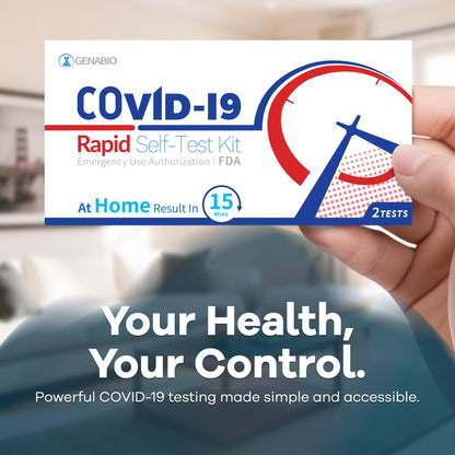 Genabio COVID-19 Antigen Rapid Self-Test Kit (2 Pack) – FDA EUA Authorized | 15-Minute At-Home Results | OTC Nasal Swab – Ages 2+ (1 Pack, 2 Tests)