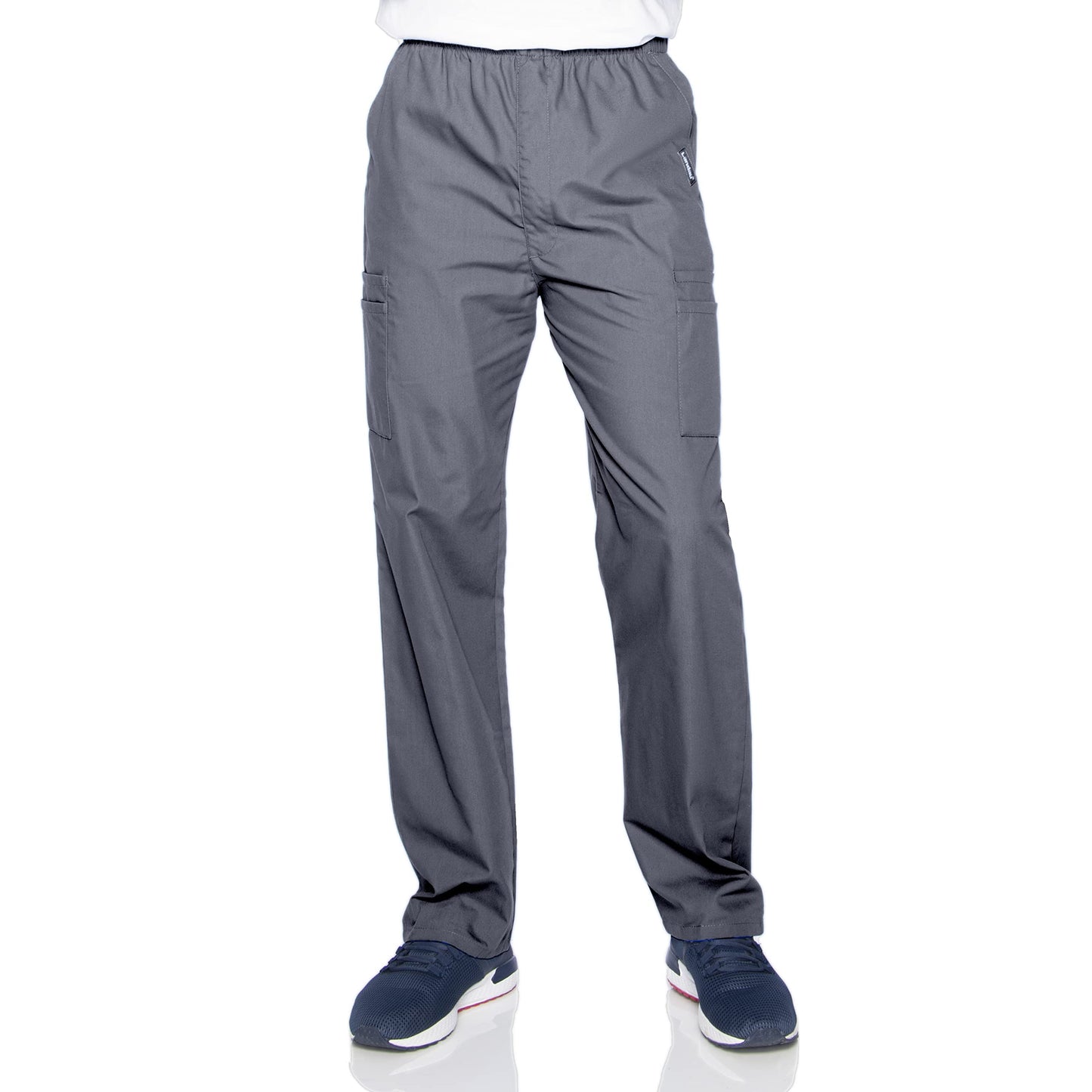 Landau Essentials Relaxed Fit 7-Pocket Elastic Cargo Scrub Pants for Men 8555 Steel Grey