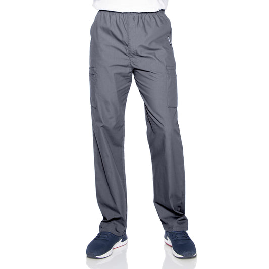 Landau Essentials Relaxed Fit 7-Pocket Elastic Cargo Scrub Pants for Men 8555 Steel Grey
