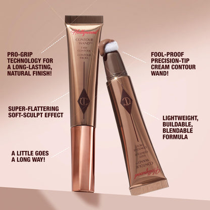 Charlotte Tilbury Hollywood Liquid Contour Wand - Easy-to-Use Contour Stick & Liquid Bronzer for Sculpting & Shaping - Leaves a Natural-Looking Sculpted Finish