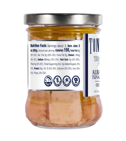 Tonnino Tuna Fish Albacore - Olive oil – Pack of 6 – Alternative to Salmon – Protein Snacks – Ready to Eat Meals