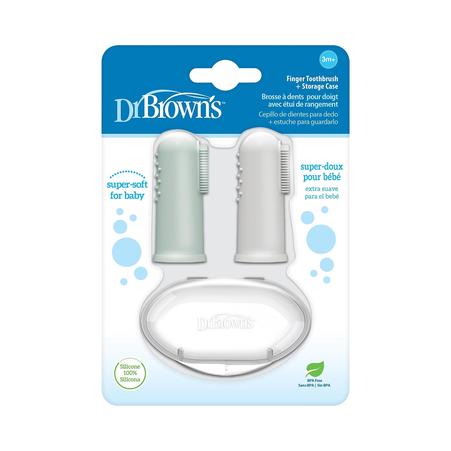 Dr. Brown's 100% Silicone Baby Finger Toothbrush and Toothpaste Set, 2-Pack Toothbrush & Infant-to-Toddler Training Toothbrush, Soft for Baby's First Teeth, Giraffe, 0-3 Years