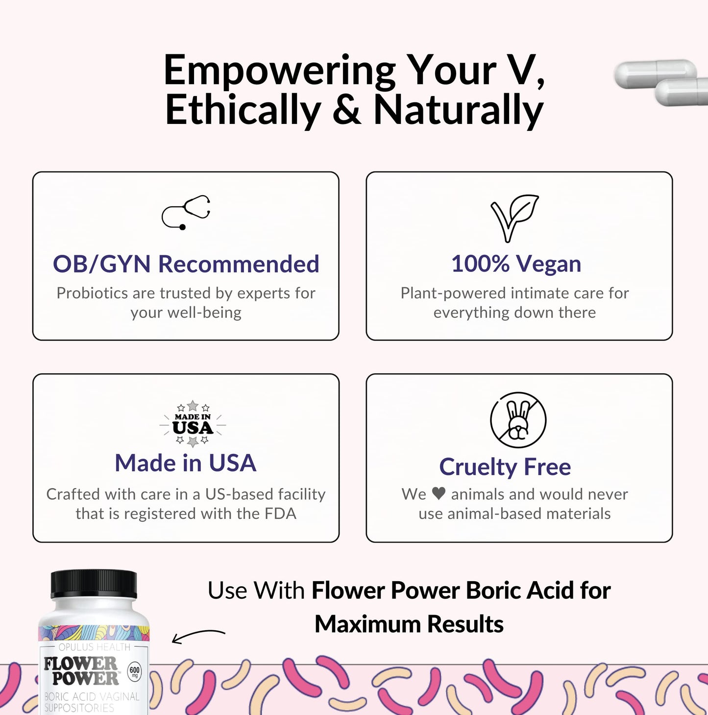 Flower Power Divine Feminine Wellness Blend Capsules – Daily Herbal & Probiotic Supplement for Women’s Balance & Wellness – 30 Count