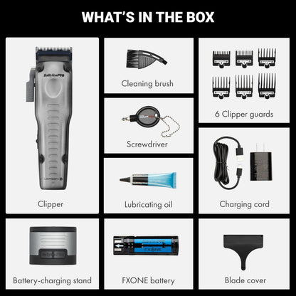 FXONE LO-PROFX Professional Cordless Clippers for Men with Interchangeable Battery