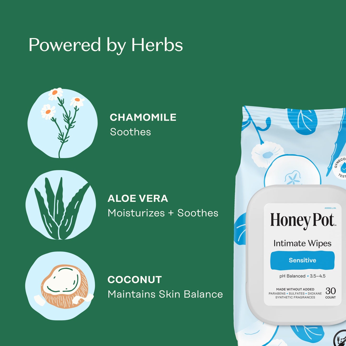 The Honey Pot Company - Postpartum Pads, Sensitive Feminine Wash & Wipes Bundle - Herbal Infused & PH Balanced Natural Hygiene Feminine Products - Postpartum Essentials - Feminine Care