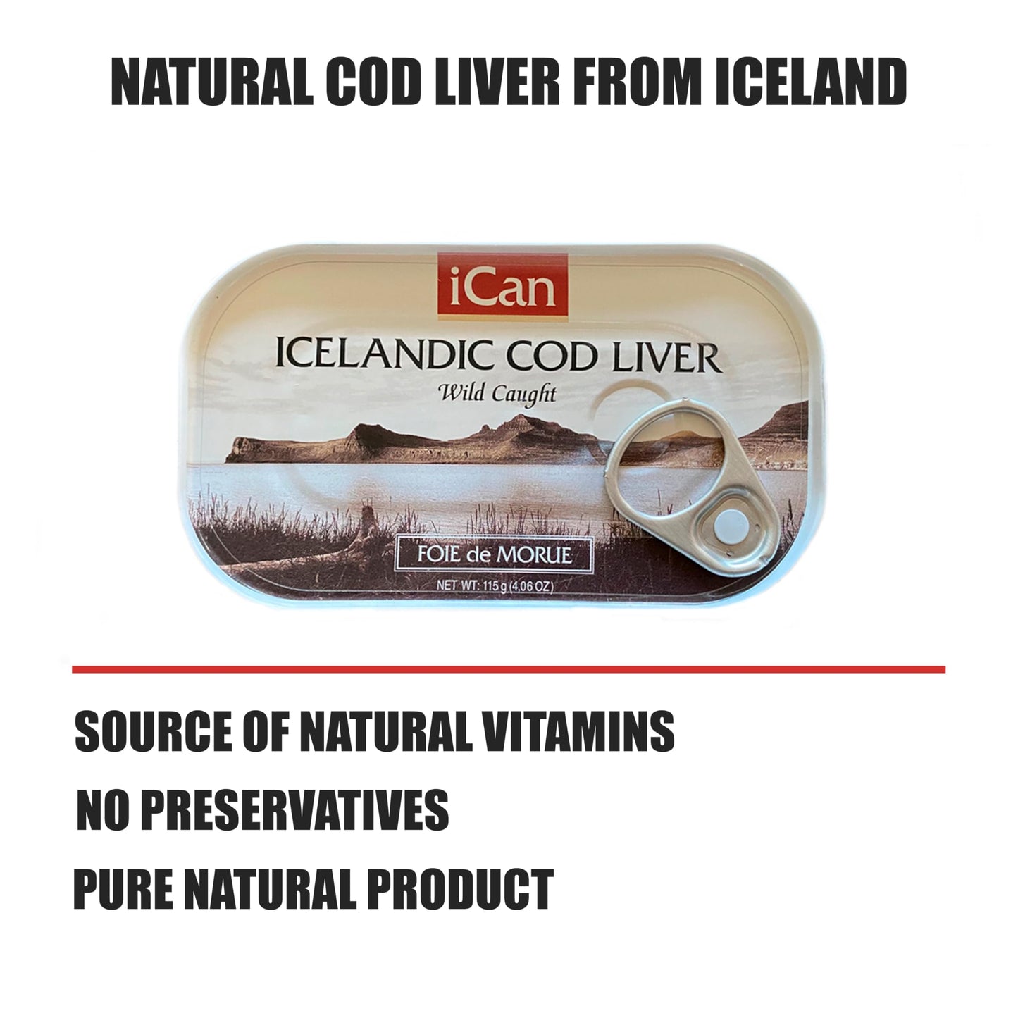Ican Icelandic Wild Cod Liver Product of Iceland 4.06oz