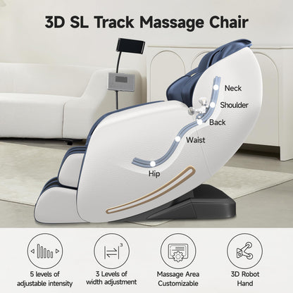 Real Relax 2026 Massage Chair Full Body, Zero Gravity SL-Track Massage Recliner with Added Phone Controller and Holder, Pause Button,Upgraded LCD Screen，APP Control and Child Lock, Favor-06, Blue