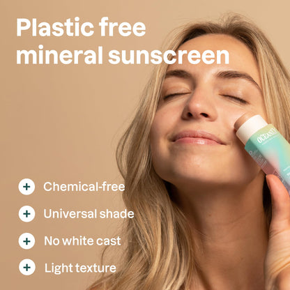 ATTITUDE Oceanly Tinted Face Cream Stick with SPF 30, EWG Verified, Plastic-Free, Broad Spectrum UVA/UVB Protection with Zinc Oxide, Universal Tint, Unscented, 1 Ounce