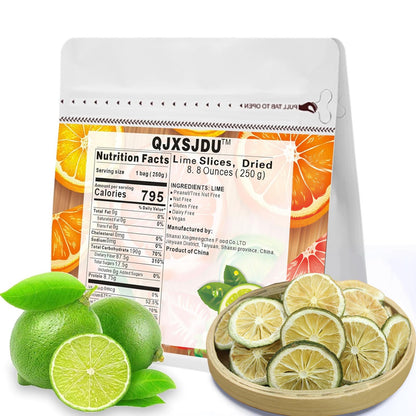 Dried Lime Slices 8.8 Oz/250g Dehydrated Limes for Cocktails Old Fashioned Drink Garnish,No Sugar Fresh Dry citrus Chips for Fruit Tea Baking Cooking