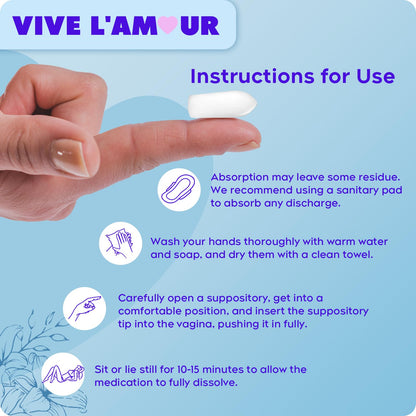 Vive L'Amour 15mg Hyaluronic Acid Vaginal Suppositories, Vaginal Moisturizer, Continuous Hydration, Relieves Vaginal Dryness, Restores Natural Softness & Elasticity, Vaginal Health (12 Inserts)