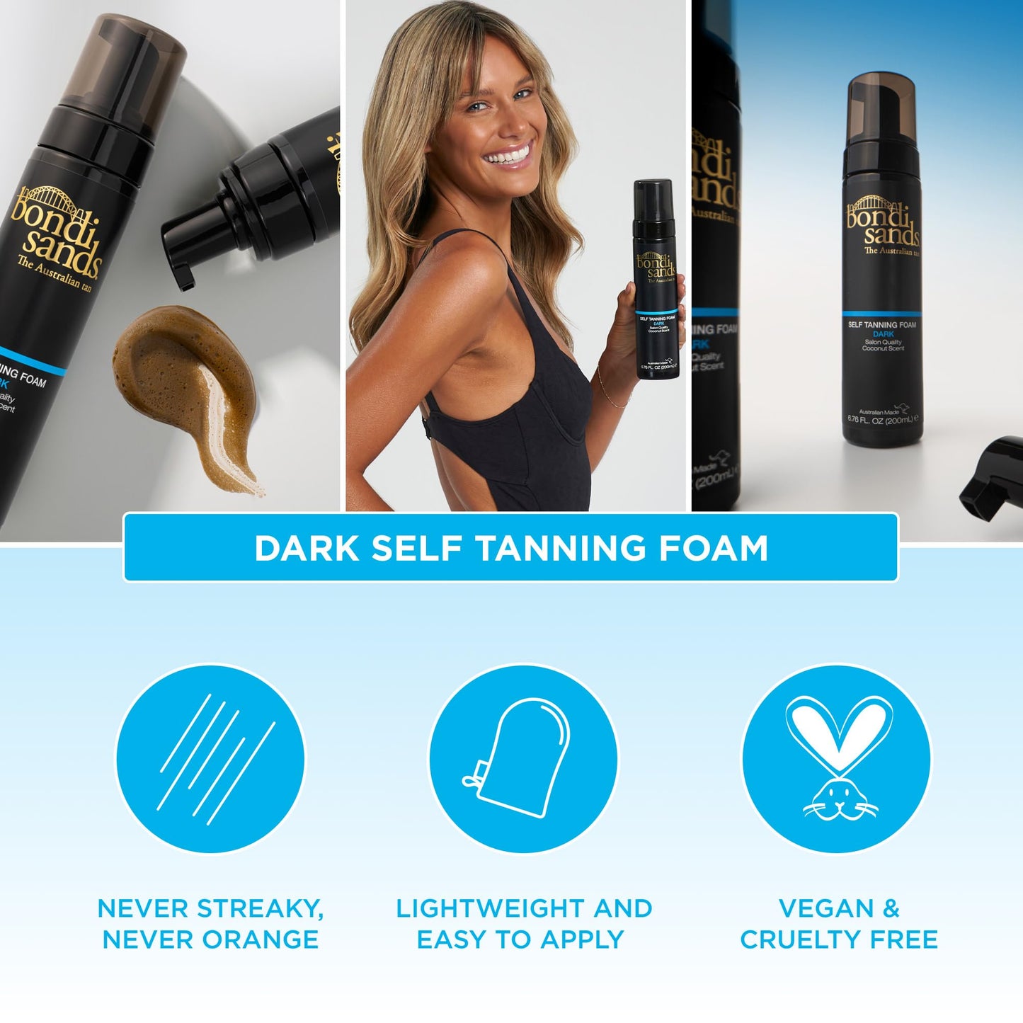 Bondi Sands Self Tanning Foam + Application Mitt | Includes Lightweight Sunless Foam + Reusable Mitt for a Flawless Finish