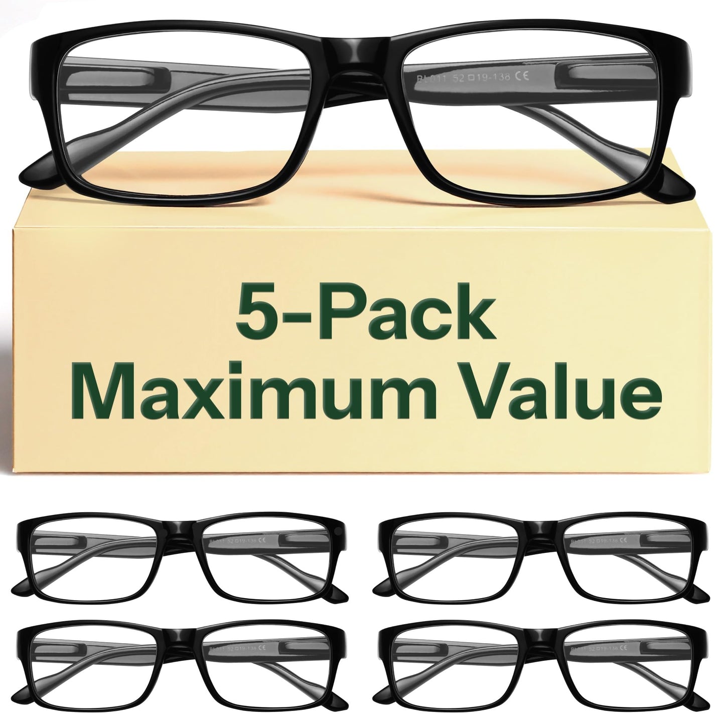 Gaoye 1.5 Professional Reading Glasses for All Day - Computer Readers with Blue Light Protection - Value Pack