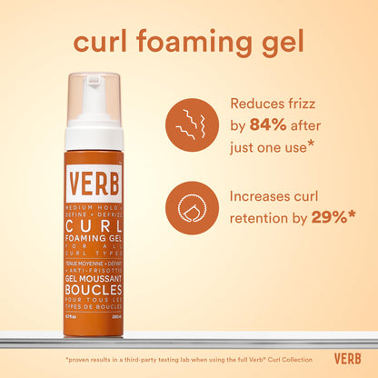VERB Curl Foaming Gel – Frizz Control Foaming Gel - For Waves, Curls and Coils - Defines + Enhances for Medium Hold – Vegan, No Parabens or Harmful Sulfates