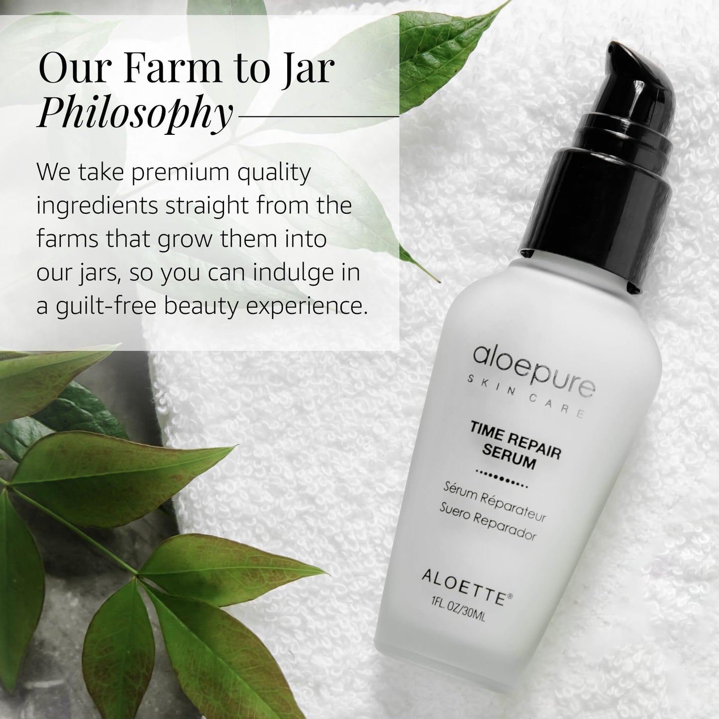 Aloette Time Repair Anti Wrinkle Serum, Age Defying Face Serum, Lightweight Formula, All Skin Types, Cruelty Free, 1 Fl Oz