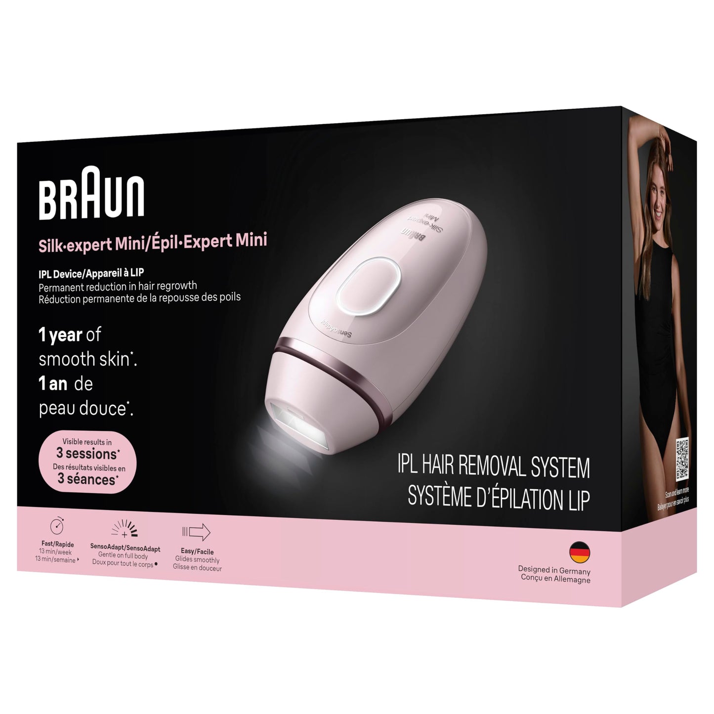 Braun IPL Mini, Silk·Expert Mini, IPL Hair Removal for Women and Men, Permanent Laser Hair Reduction At-Home, IPL1111