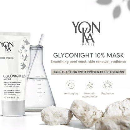Yon-Ka Glyconight 10% Peel Masque Anti-Aging Face Mask, Skin Renewal for Wrinkles and Pore Reduction with Glycolic Acid