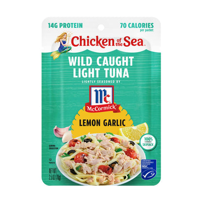 Chicken of the Sea Wild Caught Light Tuna, 3 Flavor Variety Pack, 2.5-Ounce Packet (Box of 6)