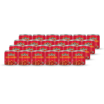 La Costeña Sliced Red Jalapeno Peppers for Mexican Food, Jalapeno Salsa, Enchiladas, Guacamole, Spicy Nacho & Taco Toppings - Pickled Vegetables - 7oz, 24 Pack Cans